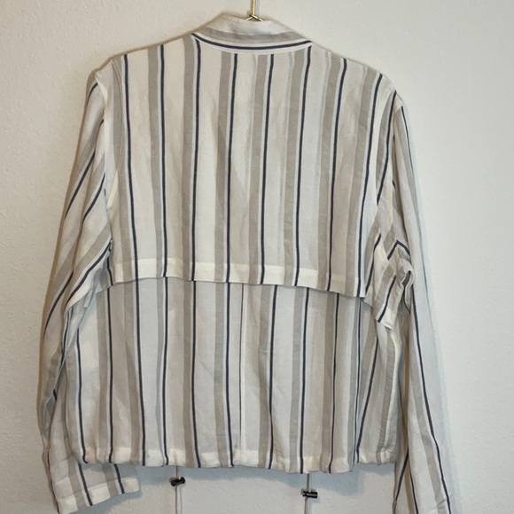 Rails Rowan Linen Blend Jacket Coco Stripe Size Large - Picture 3 of 12